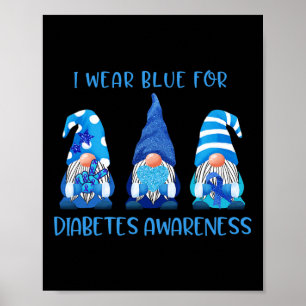 I Bära Blue for Diabetes Awareness Gnomes Peace Lo Poster