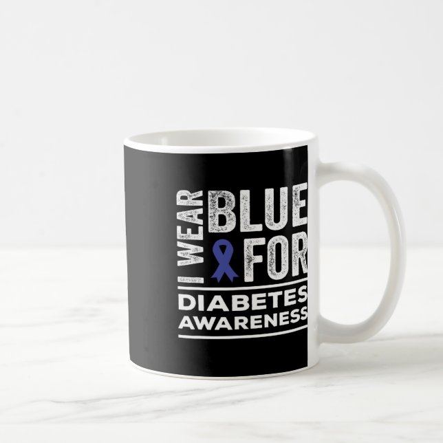 I Bära Blue for Diabetes Awareness Month Blue Ribb Kaffemugg (Höger)