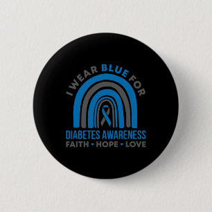 I Bära Blue for Diabetes Awareness Month Rainbow T Knapp