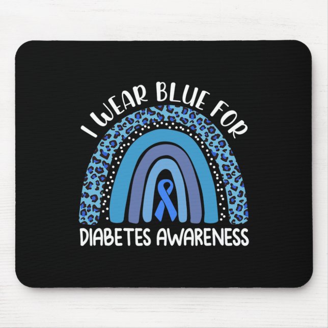 I Bära Blue for Diabetes Awareness Support Rainbow Musmatta (Framsidan)