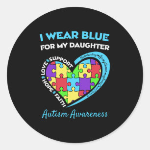 I Bära Blue för Dotter Autism Awareness Runt Klistermärke