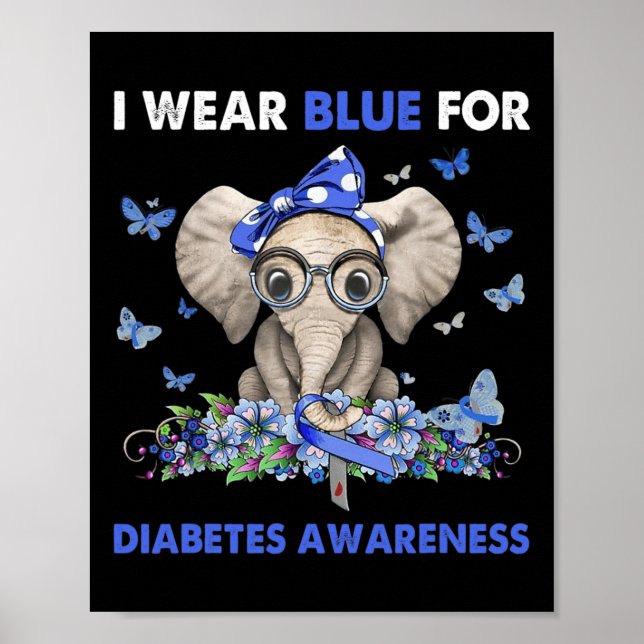 I bära blue för elefanter med diabetesmedvetenhet poster (Framsidan)