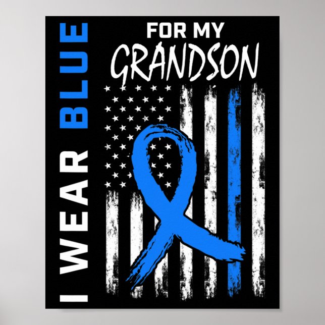I Bära Blue For Grandson Diabetes Awareness Flagga Poster (Framsidan)
