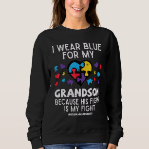 I Bära Blue for Grandson Fight Autism Medveten Gra T Shirt