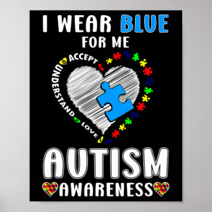 I Bära Blue for Me Autism Awareness Poster