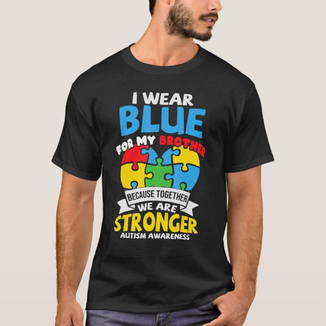 I Bära Blue för min bror Autism Awareness Kids S T Shirt (Framsida)