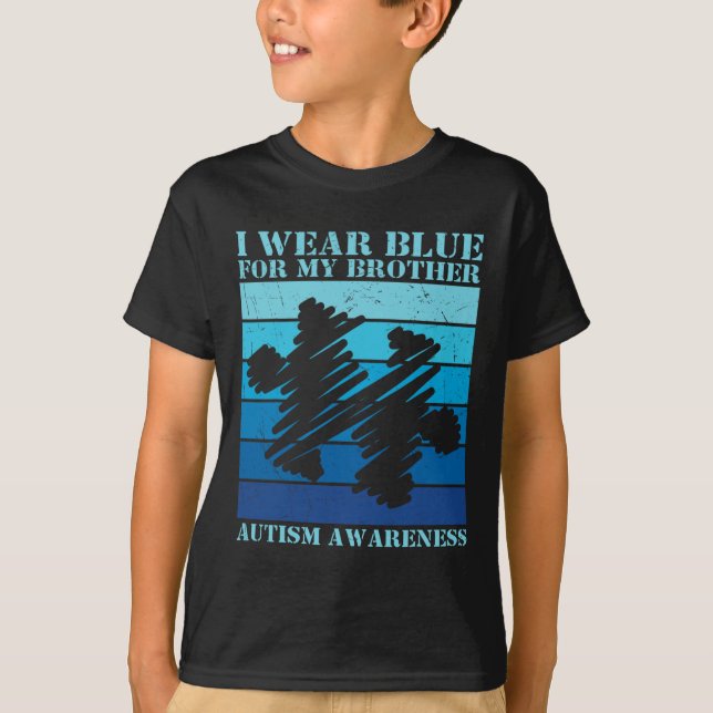 I Bära Blue för min bror Autism Kids Aw T Shirt (Framsida)