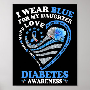I Bära Blue för min dotter Diabetes Awareness Blu Poster