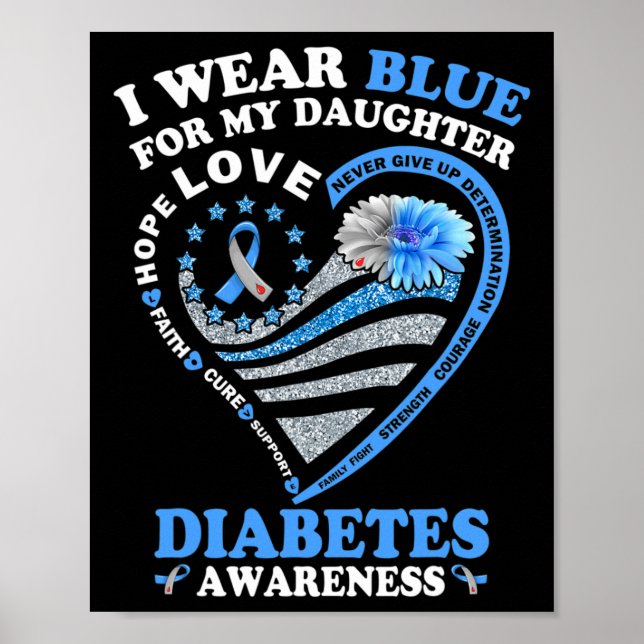 I Bära Blue för min dotter Diabetes Awareness Blu Poster (Framsidan)