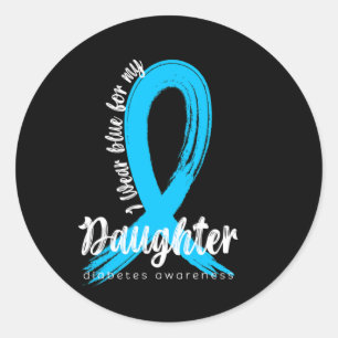 I Bära Blue för min dotter Diabetes Awareness Blu Runt Klistermärke