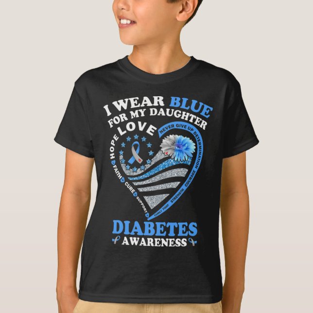 I Bära Blue för min dotter Diabetes Awareness Blu T Shirt (Framsida)