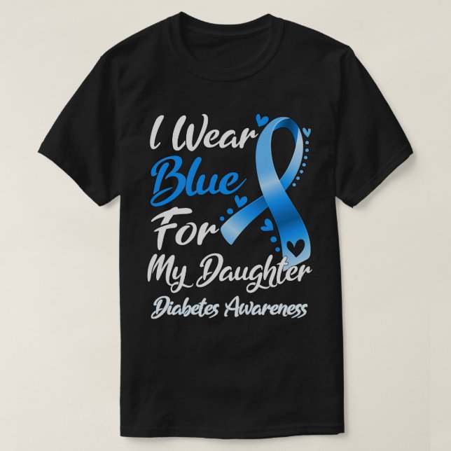 I Bära Blue för min dotter Diabetes Awareness Rib T Shirt (Design framsida)