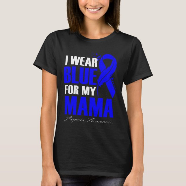 I Bära Blue för min Mamma Alopecia Feather T Shirt (Framsida)