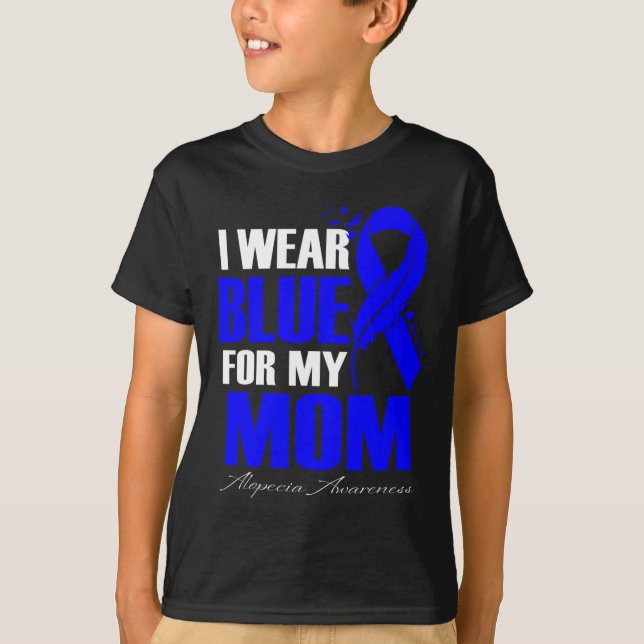 I Bära Blue för min Mamma Alopecia Feather T Shirt (Framsida)