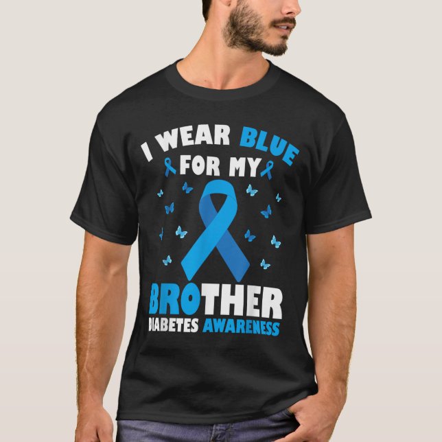 I Bära Blue för min medlarmedvetenhet T1d T Shirt (Framsida)