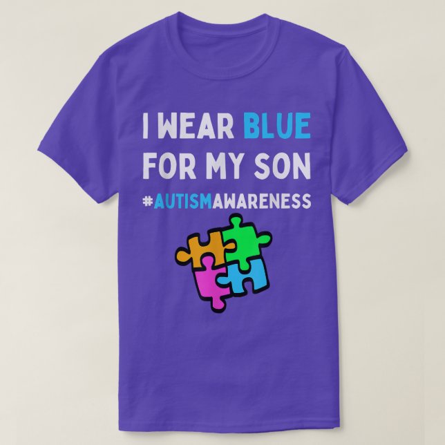 I Bära Blue for Min son Autism Awareness Day Puzzl T Shirt (Design framsida)