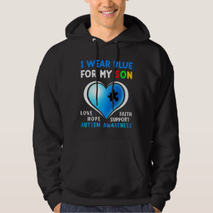 I Bära Blue for Min son Autism Awareness Family Su Hoodie