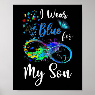 I Bära Blue för Min son Autism Awareness Mamma Pap Poster