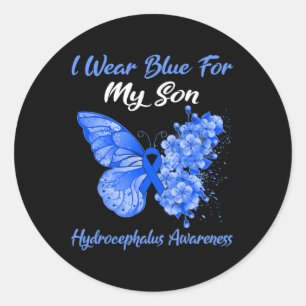 I Bära Blue för min son Hydrocephalus Awareness Runt Klistermärke