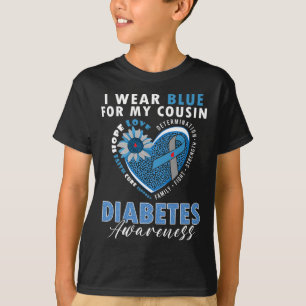 I Bära Blue för mina kusin typ 1-diabetesmedaljer T Shirt