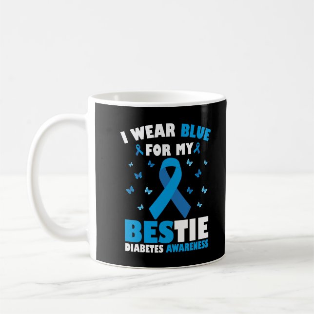 I Bära Blue for My Bestie Diabetes Awareness T1D Kaffemugg (Vänster)