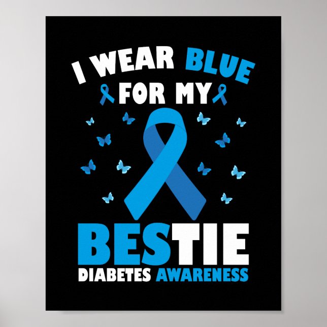 I Bära Blue for My Bestie Diabetes Awareness T1D Poster (Framsidan)