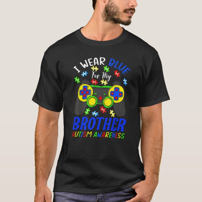 I Bära Blue for My Brother Autism Awareness Boys V T Shirt (Framsida)