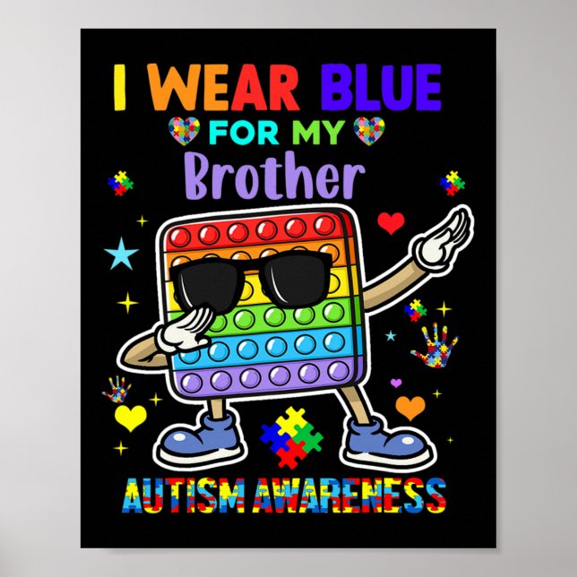 I Bära Blue for My Brother Autism Awareness Month Poster (Framsidan)