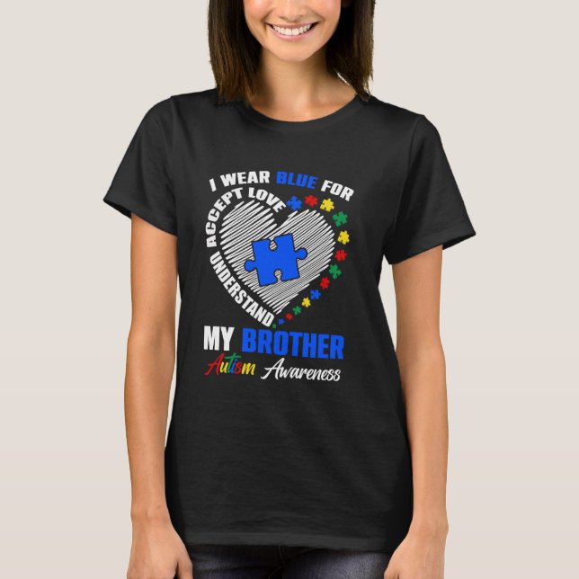 I Bära Blue for My Brother Autism Awareness Puzzle T Shirt (Framsida)