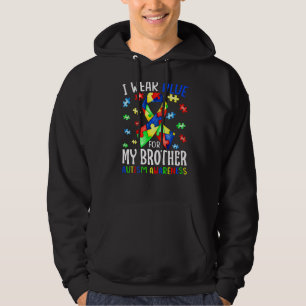 I Bära Blue for My Brother Autism Awareness Ribbon Hoodie