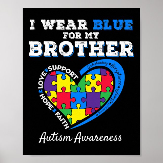 I Bära Blue for My Brother Autism Awareness Sister Poster (Framsidan)