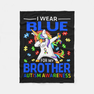 I Bära Blue for My Brother Autism Awareness Unicor Fleecefilt
