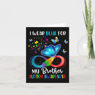I Bära Blue for My Brother Autism Puzzle Butterfly Kort