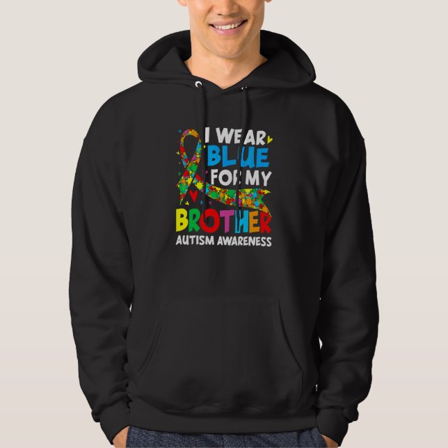 I Bära Blue for My Brother Coola Autism Awareness Hoodie (Framsida)