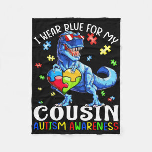 I Bära Blue for My Cousin Autism Awareness Dinosau Fleecefilt