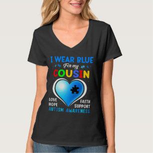I Bära Blue for My Cousin Autism Awareness Family T Shirt