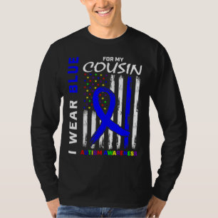 I Bära Blue for My Cousin Autism Awareness Flagga T Shirt