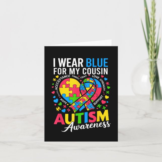 I Bära Blue for My Cousin Autism Awareness Kort (Framsida)