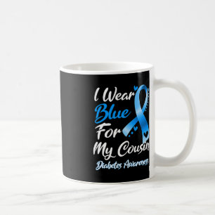 I Bära Blue for My Cousin Diabetes Awareness Ribbo Kaffemugg
