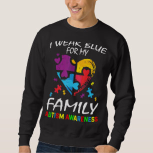 I Bära Blue for My Family Autism Awareness Manar W Lång Ärmad Tröja