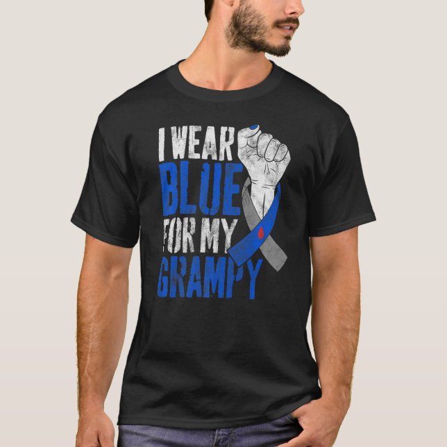 I Bära Blue for My Grampy Diabetes Awareness Ribbo T Shirt (Framsida)
