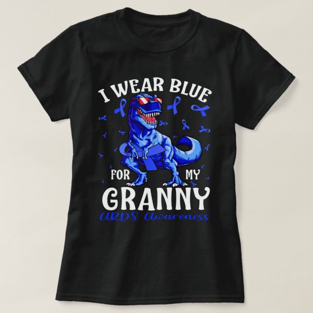 I Bära Blue for My GRANNY ARDS Awareness Dinosaur T Shirt (Design framsida)