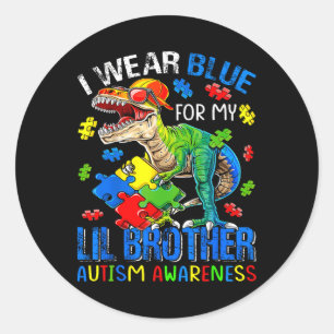 I Bära Blue for my Lil Brother Autism Awareness Di Runt Klistermärke