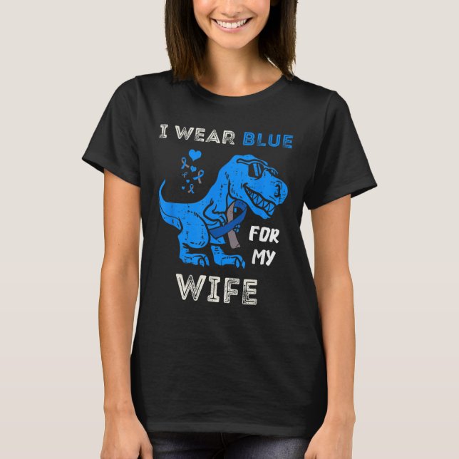 I Bära Blue for My Maka T Rex Dino Diabetes Awaren T Shirt (Framsida)