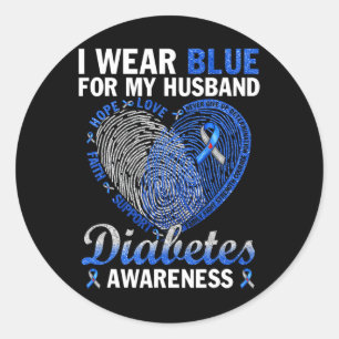 I Bära Blue for My Make Diabetes Awareness Fami Runt Klistermärke