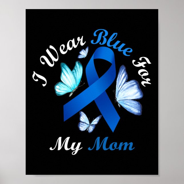I Bära Blue for My Mamma Butterfly Diabetes Awaren Poster (Framsidan)