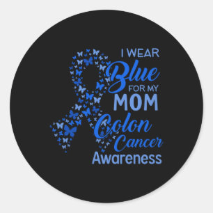 I Bära Blue for My Mamma Colon Cancer Awareness Co Runt Klistermärke