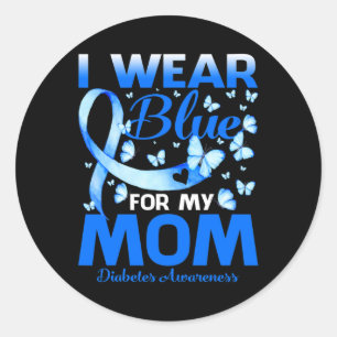 I Bära Blue for My Mamma Diabetes Awareness 1 Runt Klistermärke