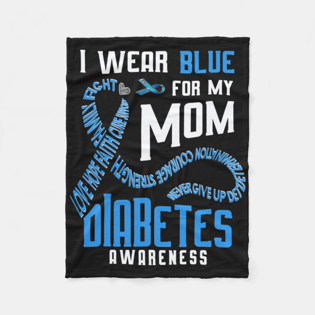 I Bära Blue for My Mamma Diabetes Awareness Fleecefilt (Framsidan)