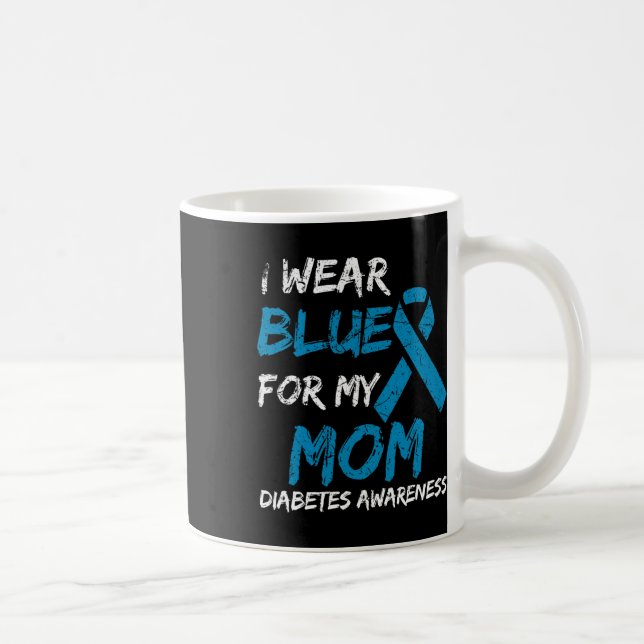 I Bära Blue for My Mamma Diabetes Awareness Ribbon Kaffemugg (Höger)